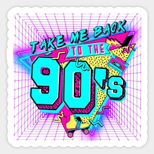 Vintage retro neon art i love the 90s throwback rad music Sticker